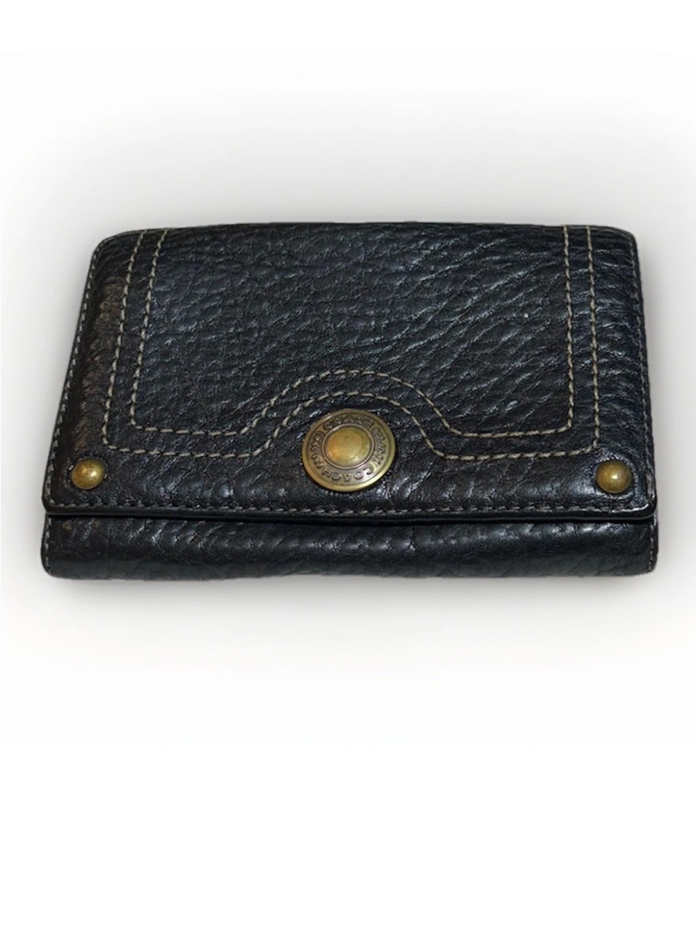 Coach Chelsea Bi-Fold Wallet, Black Pebbled Leather, Brass *VINTAGE* 2006 VGUC